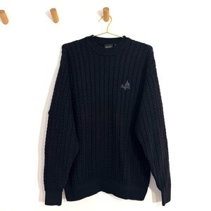 Bobby Jones Black Cable Knit Vintage Crewneck Pullover Sweater Men’s Size XL